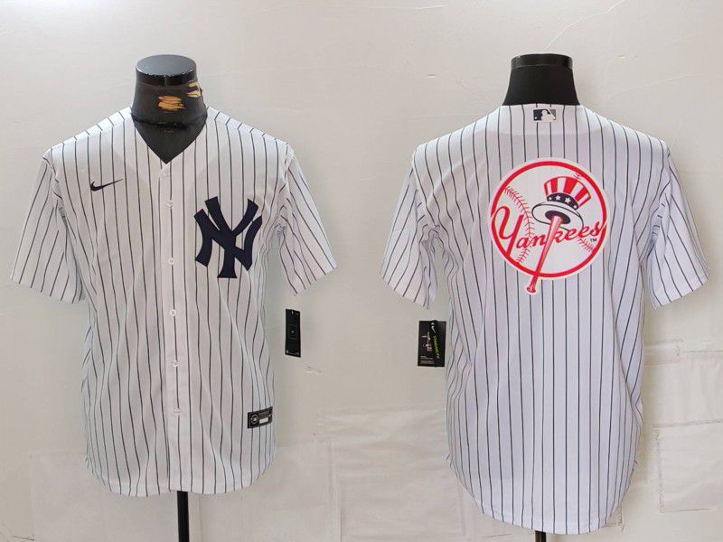 Men New York Yankees Blank White Stripe Game 2024 Nike MLB Jersey style 12